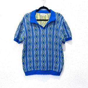 OXKNIT Men's Casual 1960s cotton Mod‎ Style Knit Retro Polo Shirt L